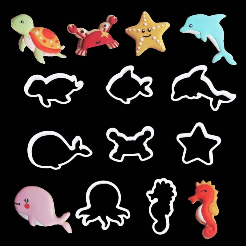 Sea Animals Fondant & Cookie Cutters 8Pcs Set