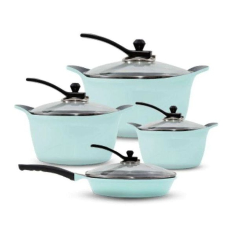 Arshia 8Pcs Granite Cookeware With Glass Lid