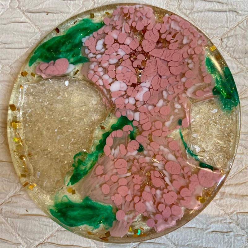Handmade Resin Art Druzy Flower Dish Small