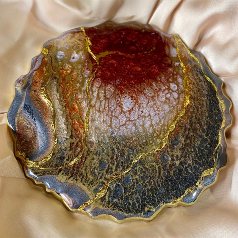 Handmade Resin Art Multicolor Cells Coster