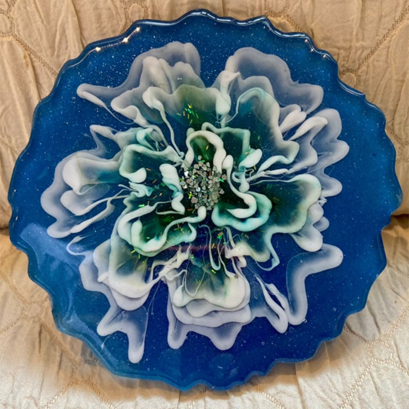 Handmade Resin Art Single Dark Blue Coaster