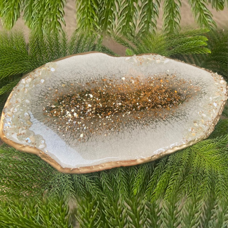 Handmade Resin Art White Tray
