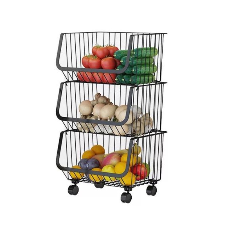 3 Tier Metal Wire Rack Trolley