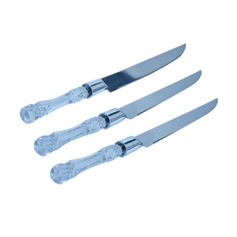 Acrylic Handle With Kitchen Knife Steel 3Pcs