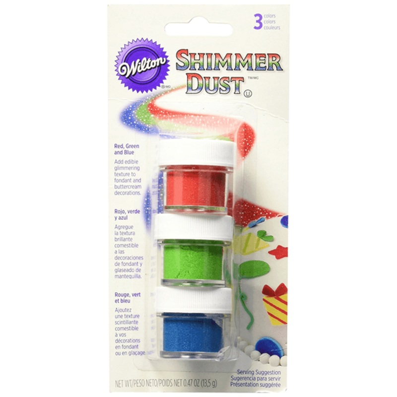 Edible Shimmer Dust - Red, Green and Blue