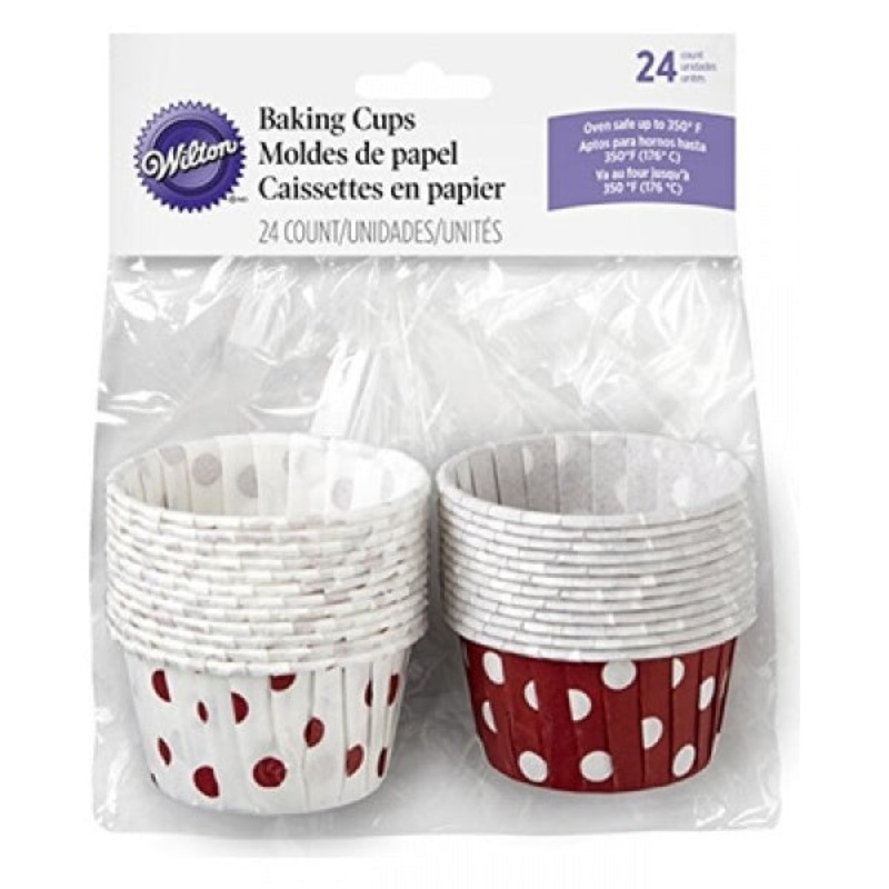 Wilton Red & White Polka Dot Bakeable Party Cup - 24pcs