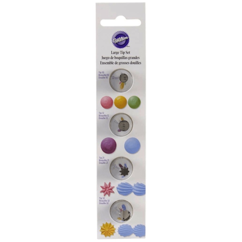 Wilton Large Round and Star Tip Set=4pcs