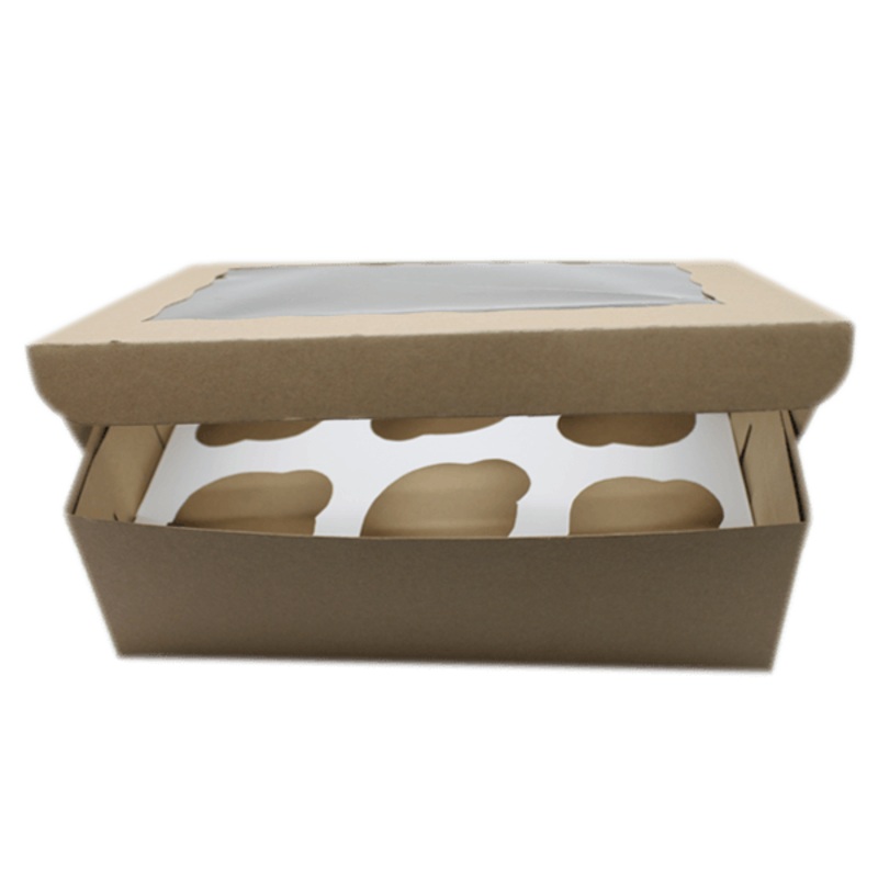 Khaki Cupcake Box - 6 Cavity