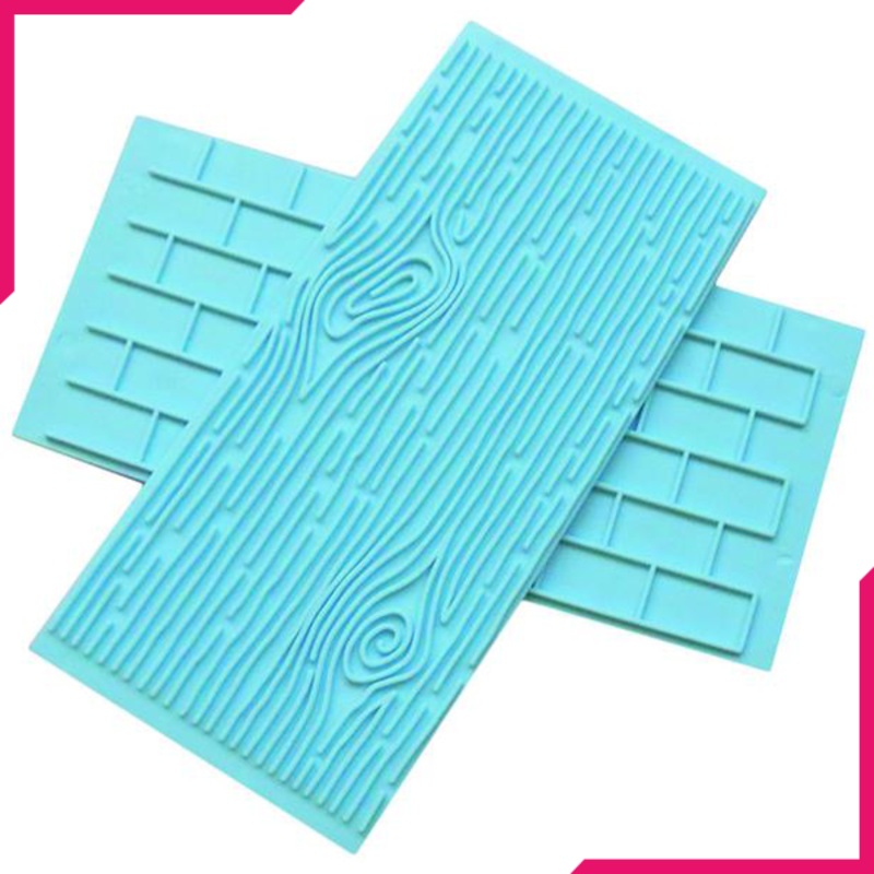 2Pc Set Brick Wall & Wood Grain Press Plate Baking Decor Design Tool