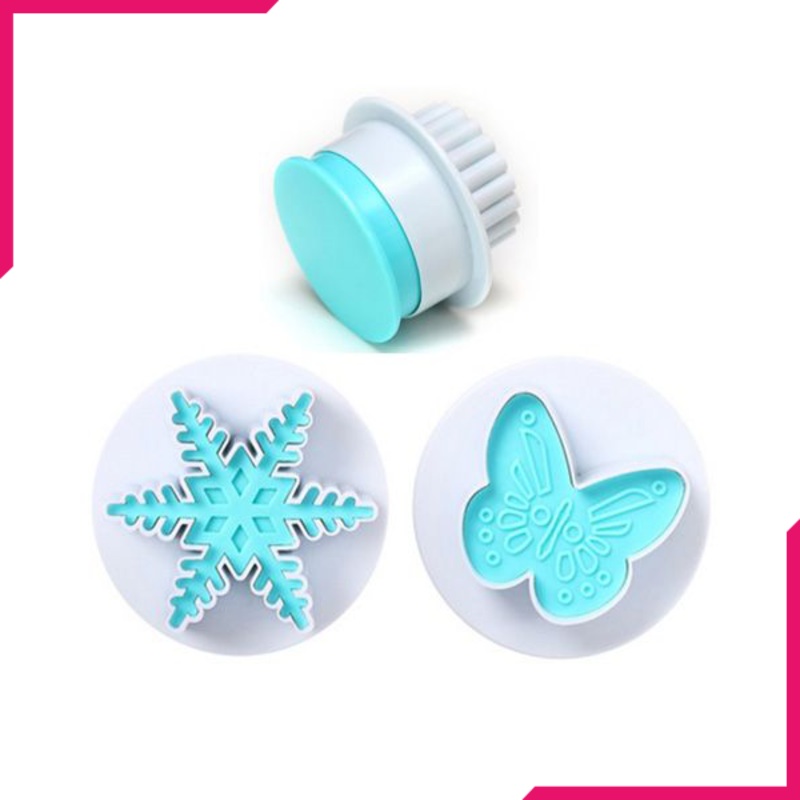 2pcs Snowflake Butterfly Cake Decorating Plunger Cutter