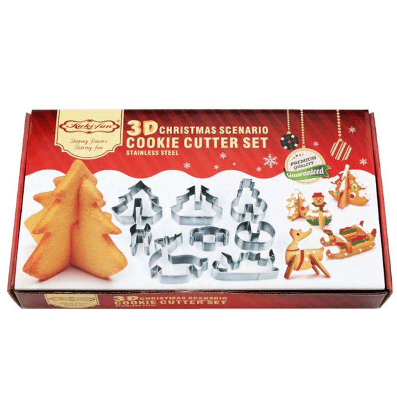 3D Christmas Stainless Steel Cookie Cutter 8 Pcs