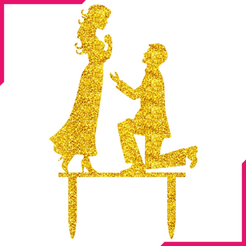 Cake Topper Engagement Golden