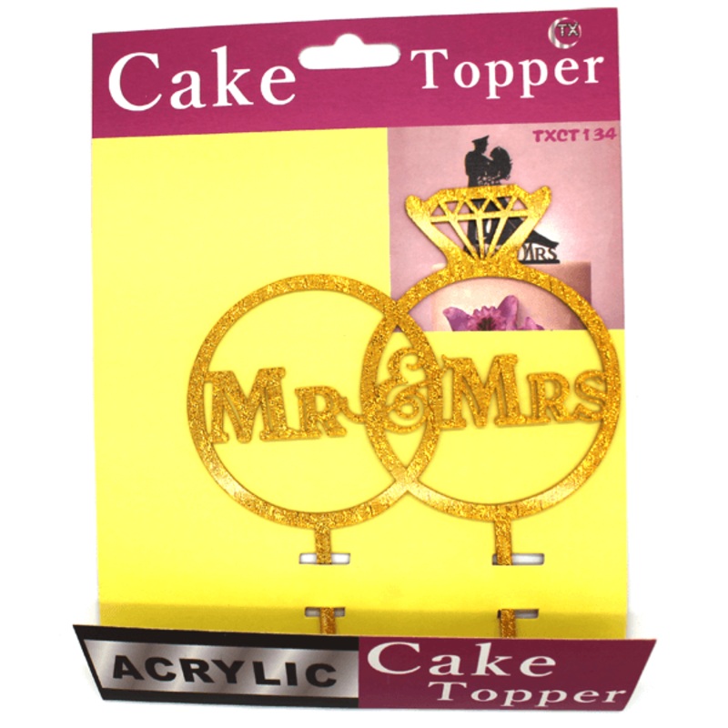 Cake Topper Mr And Mrs Golden
