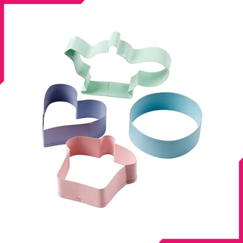 Cupcakes/Pastels 4 Piece Coloured Metal Cookie Cutter Set