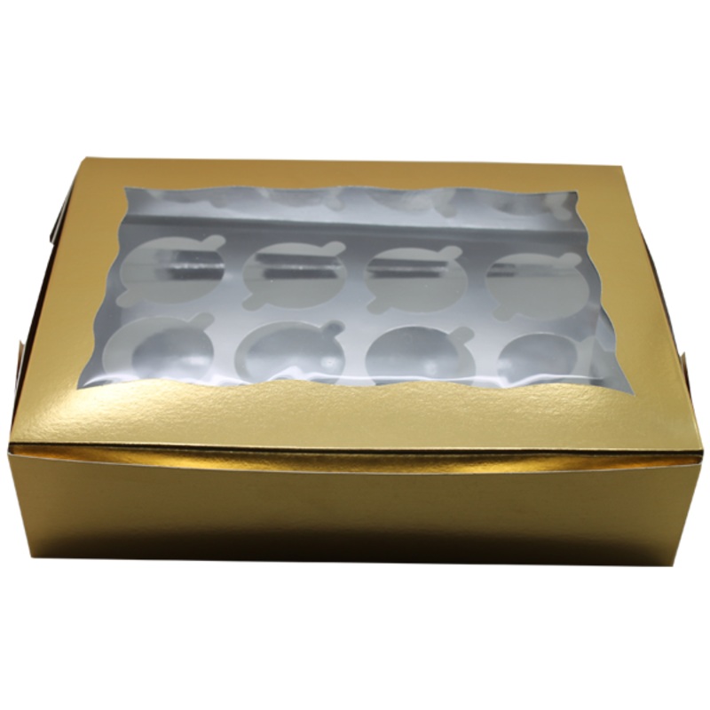 Golden Cupcake Box - 12 Cupcakes