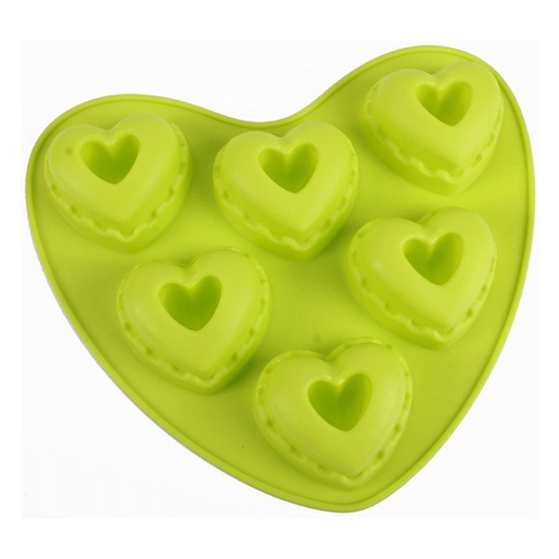 Heart Shape Silicone Cake Molds 6 Cavity