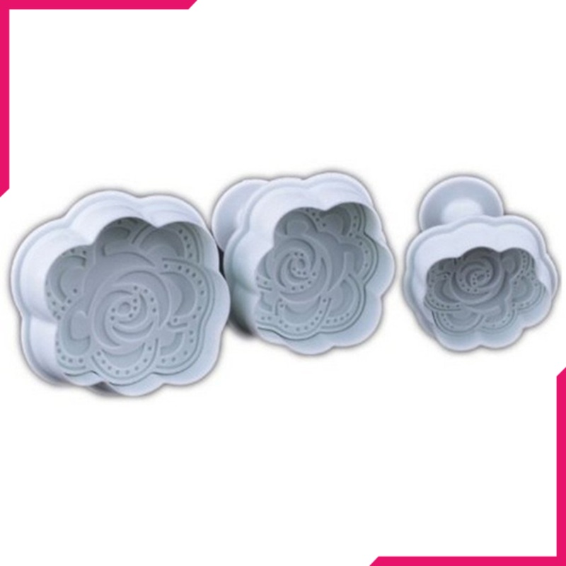 Pressed Rose Plunger Cutter 3 pieces Set
