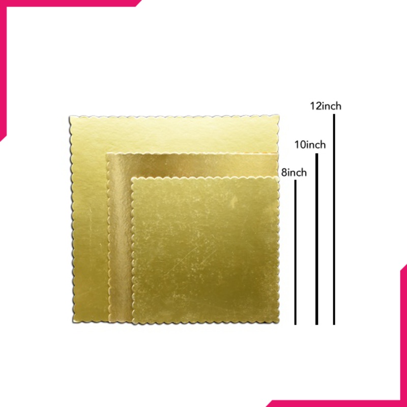 Square Cake Board Golden 3Pcs Set