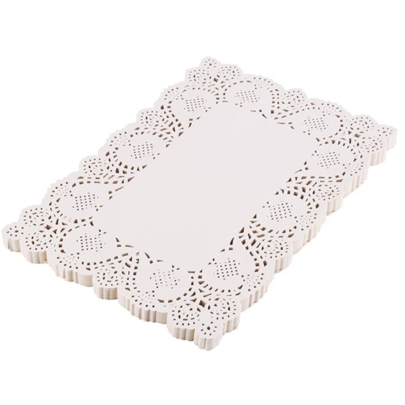 White Rectangle Lace Paper Doilies