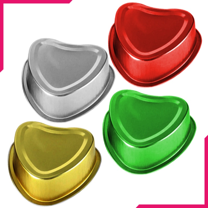 Aluminum Foil Heart Shaped Cupcake Liner Multi Colours 4Pcs