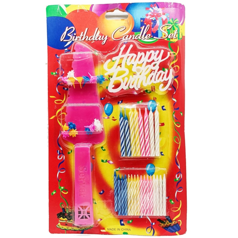 Birthday Candle Set With Plastic Cake Server