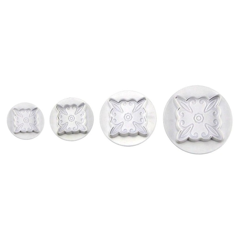 Flower Design Square Plunger Cutter 4Pcs Set