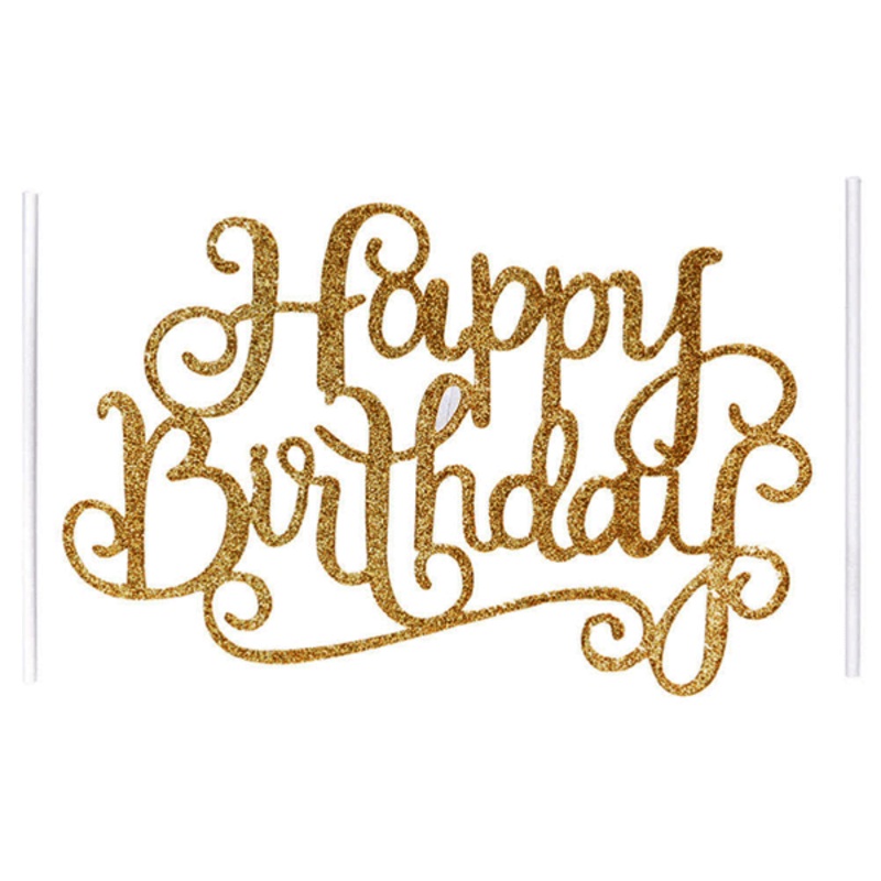 Gold Happy Birthday Cake Toppers