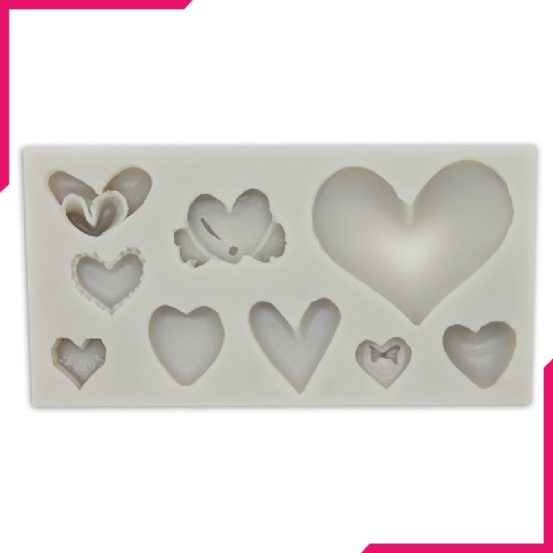 Silicone Fondant Mold 9 Hearts