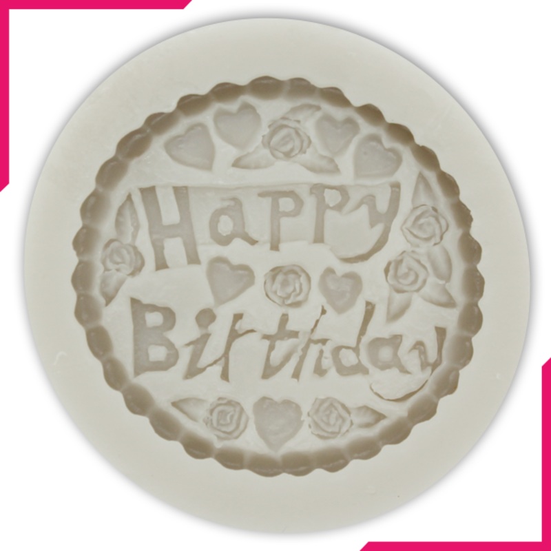 Silicone Fondant Mold Round Happy Birthday