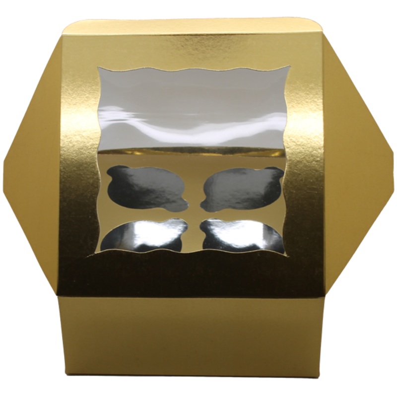 Golden Cupcake Box - 4 Cupcakes