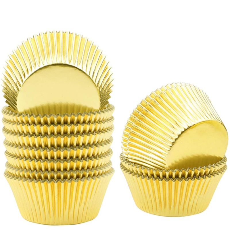 Aluminum Foil Cupcake Liner Golden 100Pcs