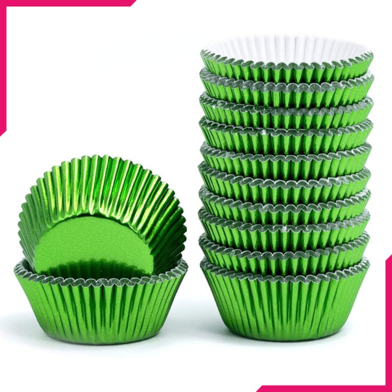 Aluminum Foil Cupcake Liner Green 100Pcs
