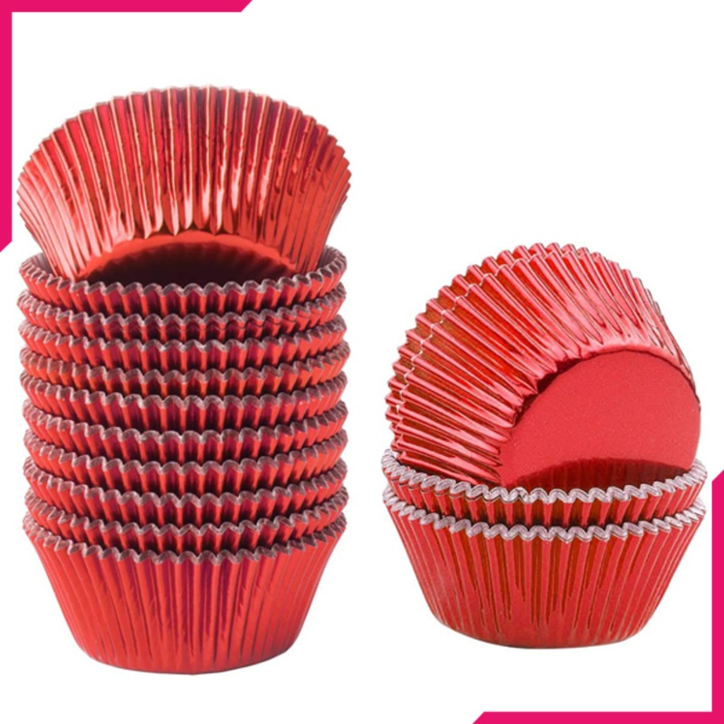 Aluminum Foil Cupcake Liner Red 100Pcs