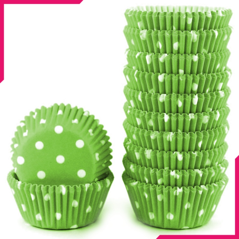 Green Dot Mini Cupcake Liners 200pcs