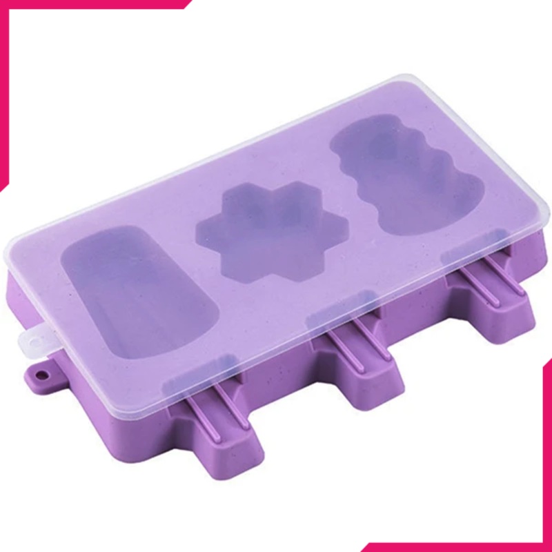 Popsicle Silicone Mold With Wooden Sticks 3 Cavity