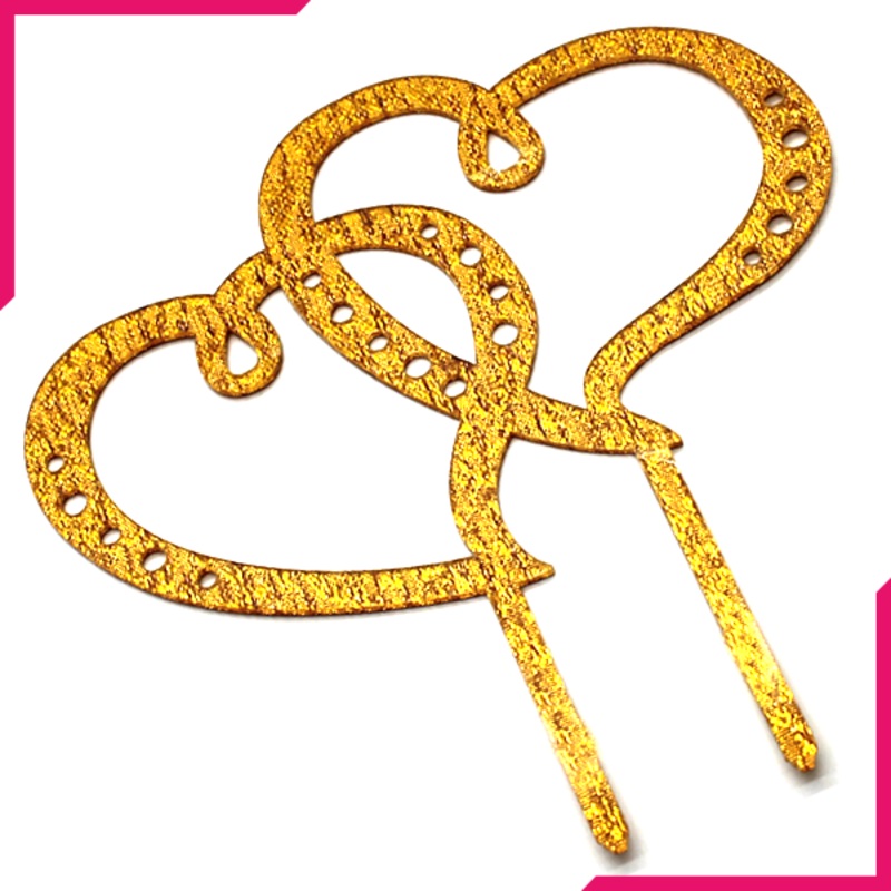 Double Hearts Cake Topper Golden