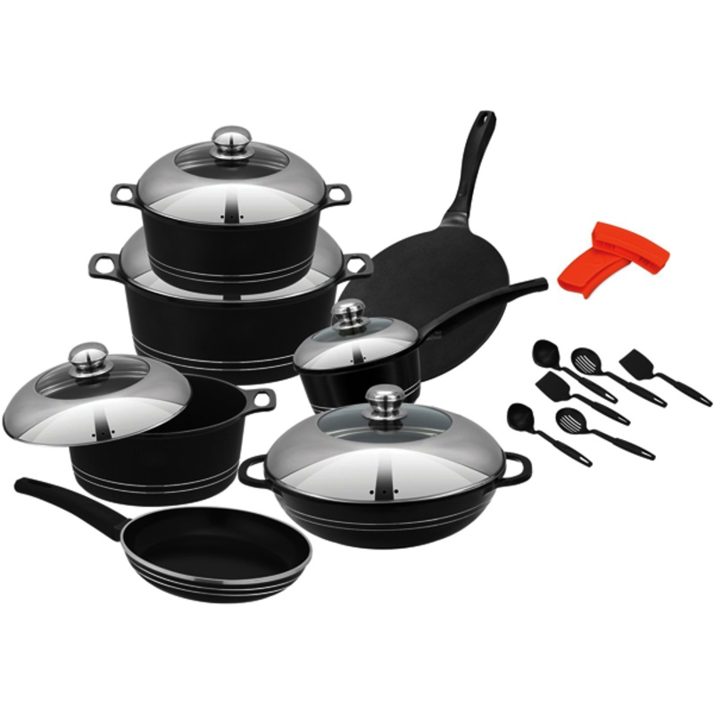 Kitchen King Cambria Cook Set 18Pcs Black