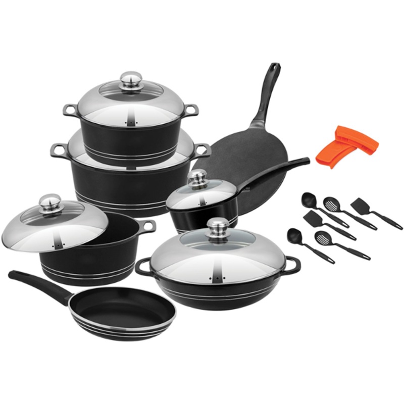 Kitchen King Cambria Cook Set 18Pcs Gray