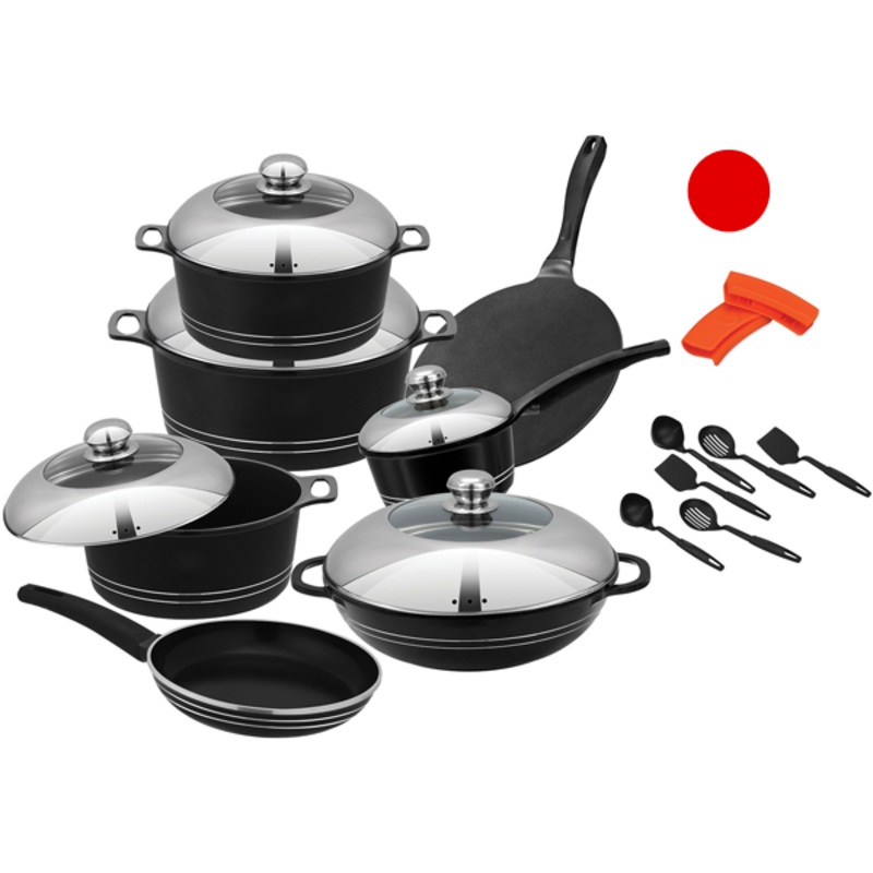 Kitchen King Cambria Cook Set 18Pcs Red