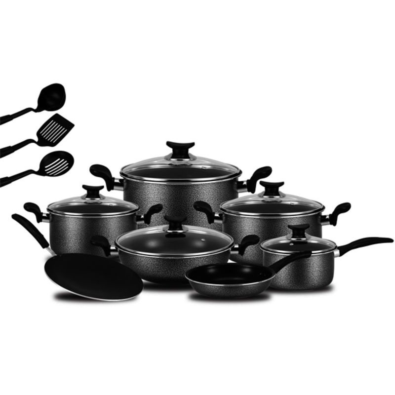 Kitchen King Trend Cook Set 15Pcs Black