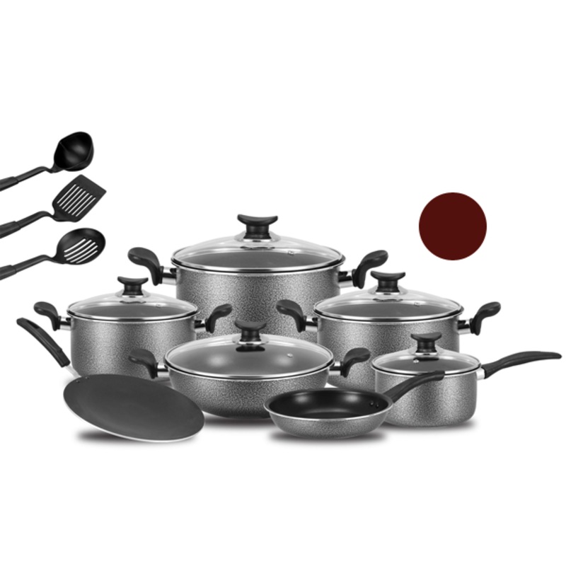 Kitchen King Trend Cook Set 15Pcs Russet Red