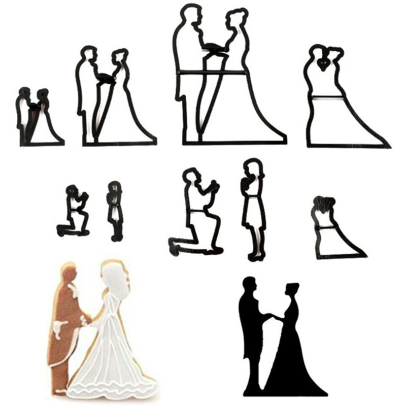 9Pcs Plastic Wedding Bride Groom DIY Cookie Cutter