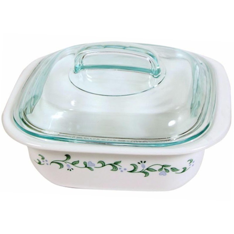 Corelle 1.41L Square Dish Country Cottage W/ Glass Cover & Plastic Lid