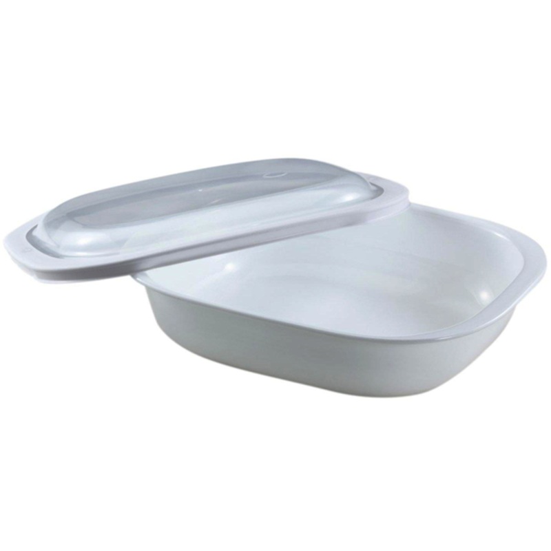 Corelle 2.83L Oblong Dish Just White Set with plastic cover