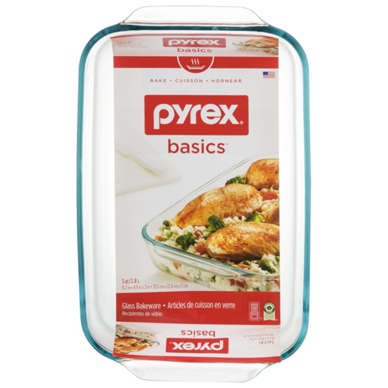 Pyrex Oblong Glass Baking Dish 3-quart