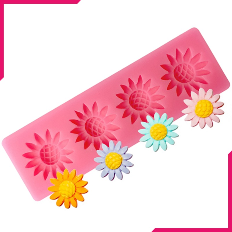 Silicone Fondant Mold Sunflower 4 Cavity