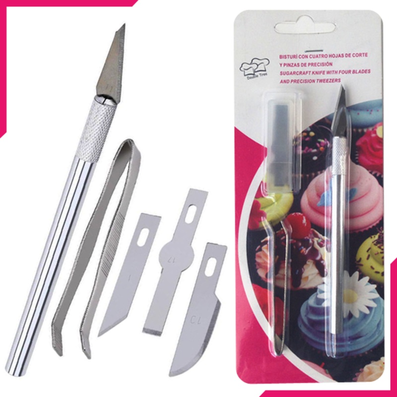 Sugarcraft Knife With 4 Blades & Tweezers