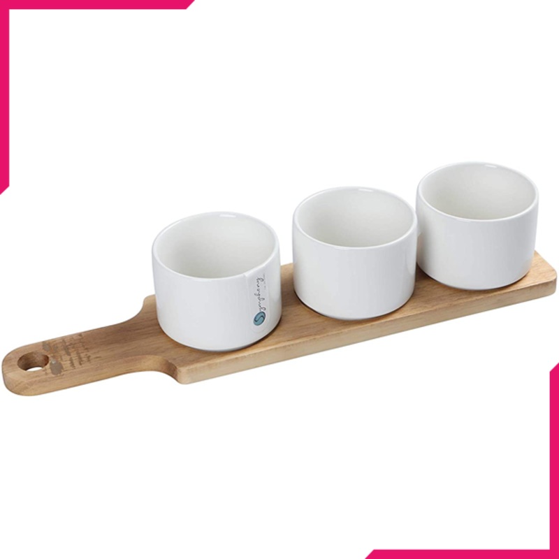 Symphony Acacia Tray & Round Bowl Set 4Pcs