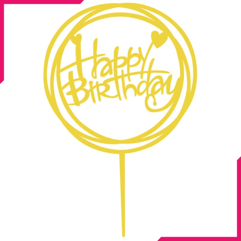 Acrylic Circle Happy Birthday Cake Topper