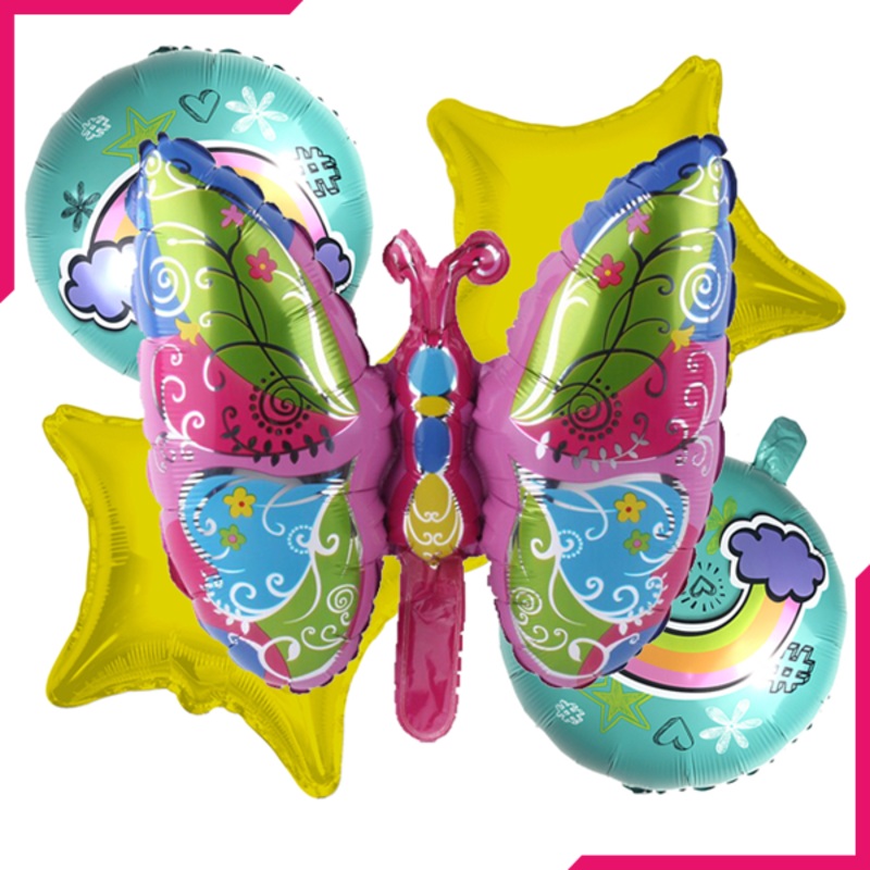Foil Balloons Butterfly Rainbow Star 5Pcs